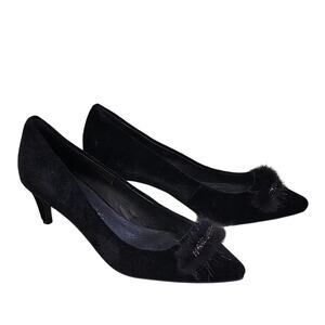 Raphael Sarti Black Velvet Shelly Heels Womens Size 39 US 8.5-9 NEW